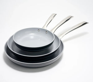 3-Piece Ceramic Nonstick Hard Anodized Fry Pan Set